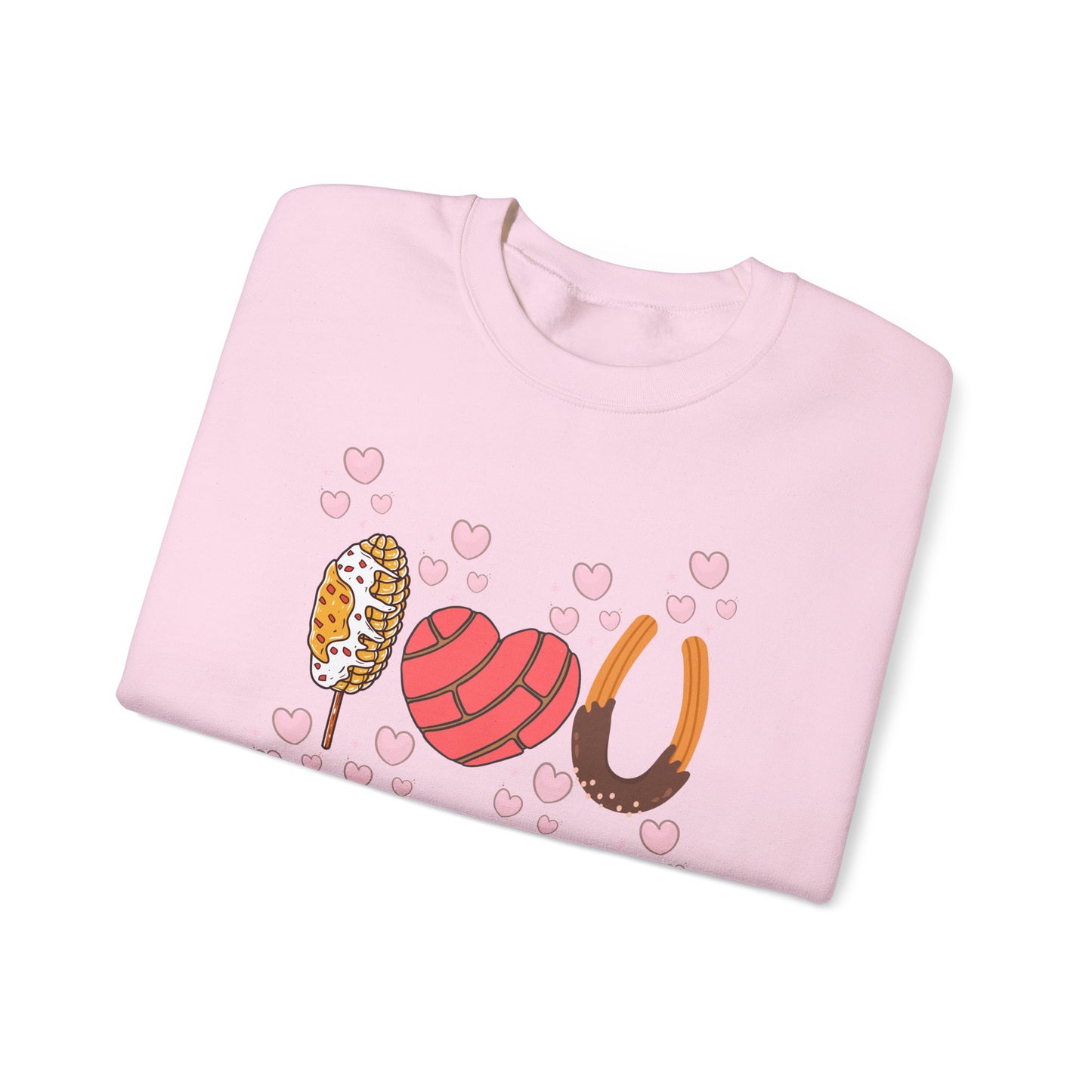 Cute Love-themed Pan Dulce Heavy Blend Crewneck Sweatshirt - Perfect for Valentine's Day!