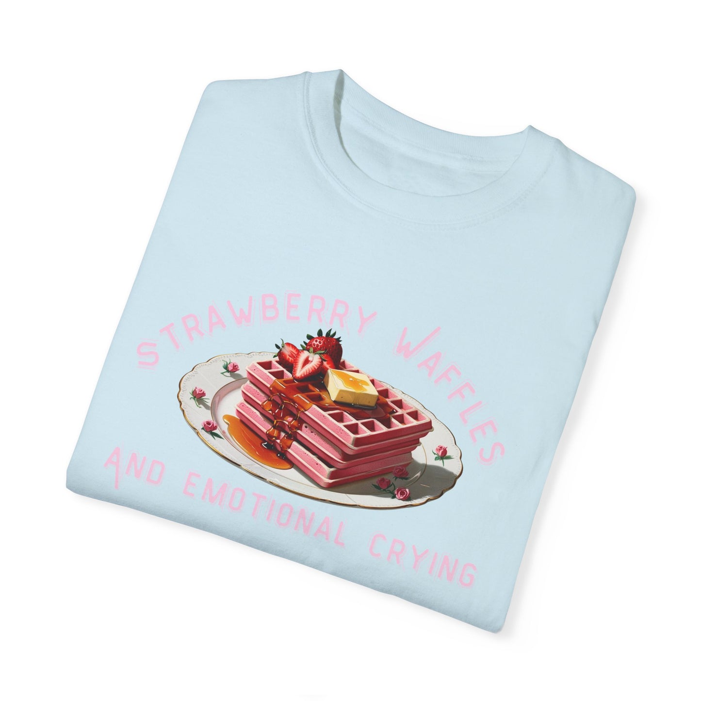 Cute Strawberry Waffles T-Shirt - 'Emotional Crying' Design for Food Lovers