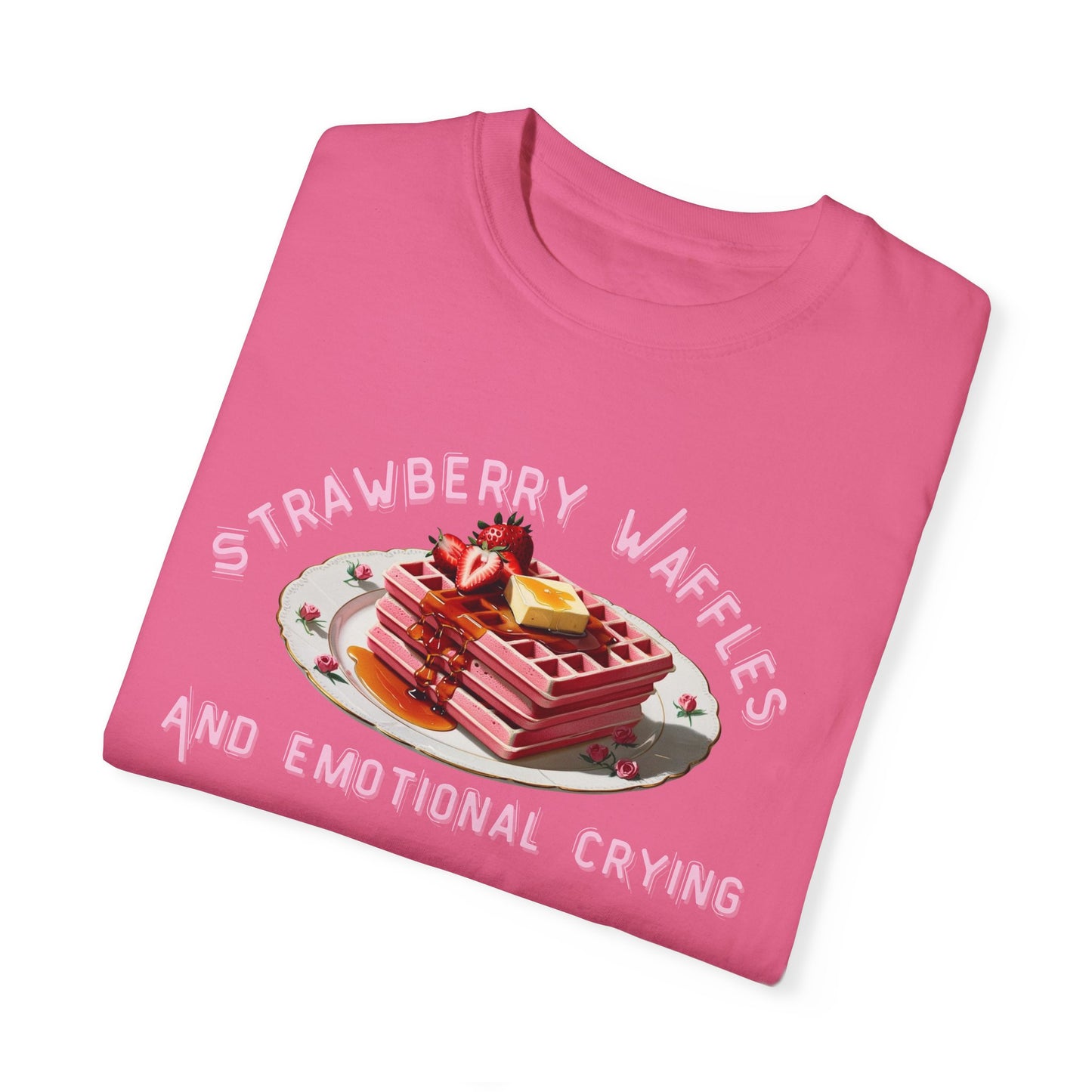 Cute Strawberry Waffles T-Shirt - 'Emotional Crying' Design for Food Lovers
