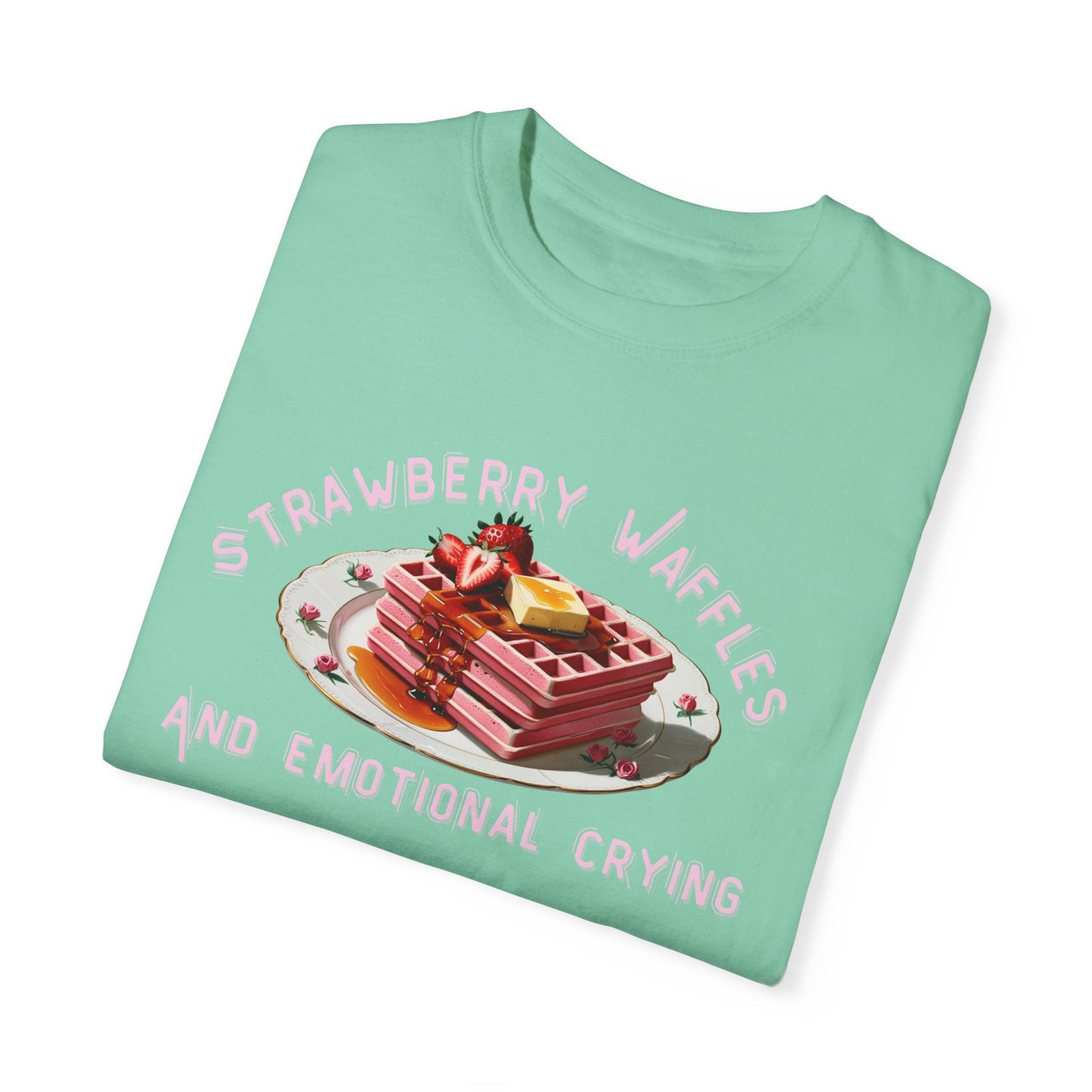 Cute Strawberry Waffles T-Shirt - 'Emotional Crying' Design for Food Lovers