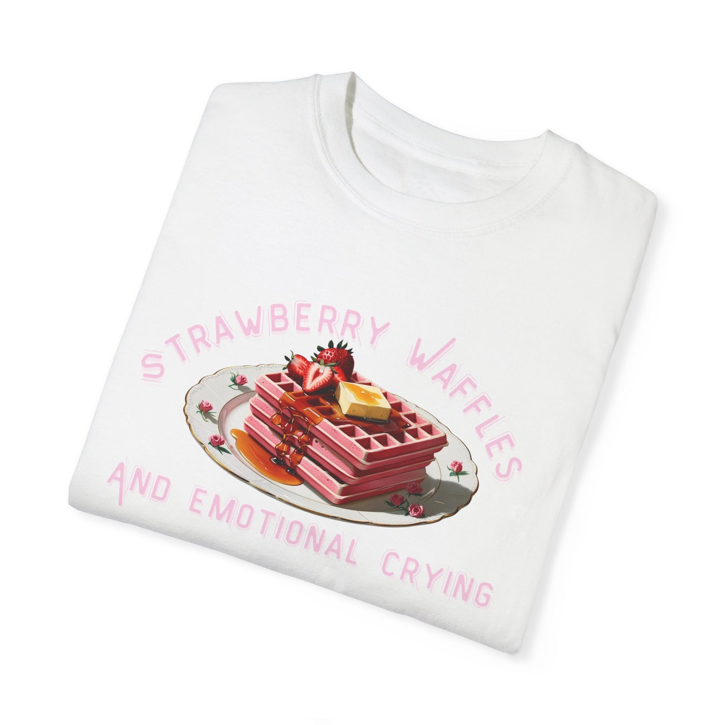 Cute Strawberry Waffles T-Shirt - 'Emotional Crying' Design for Food Lovers