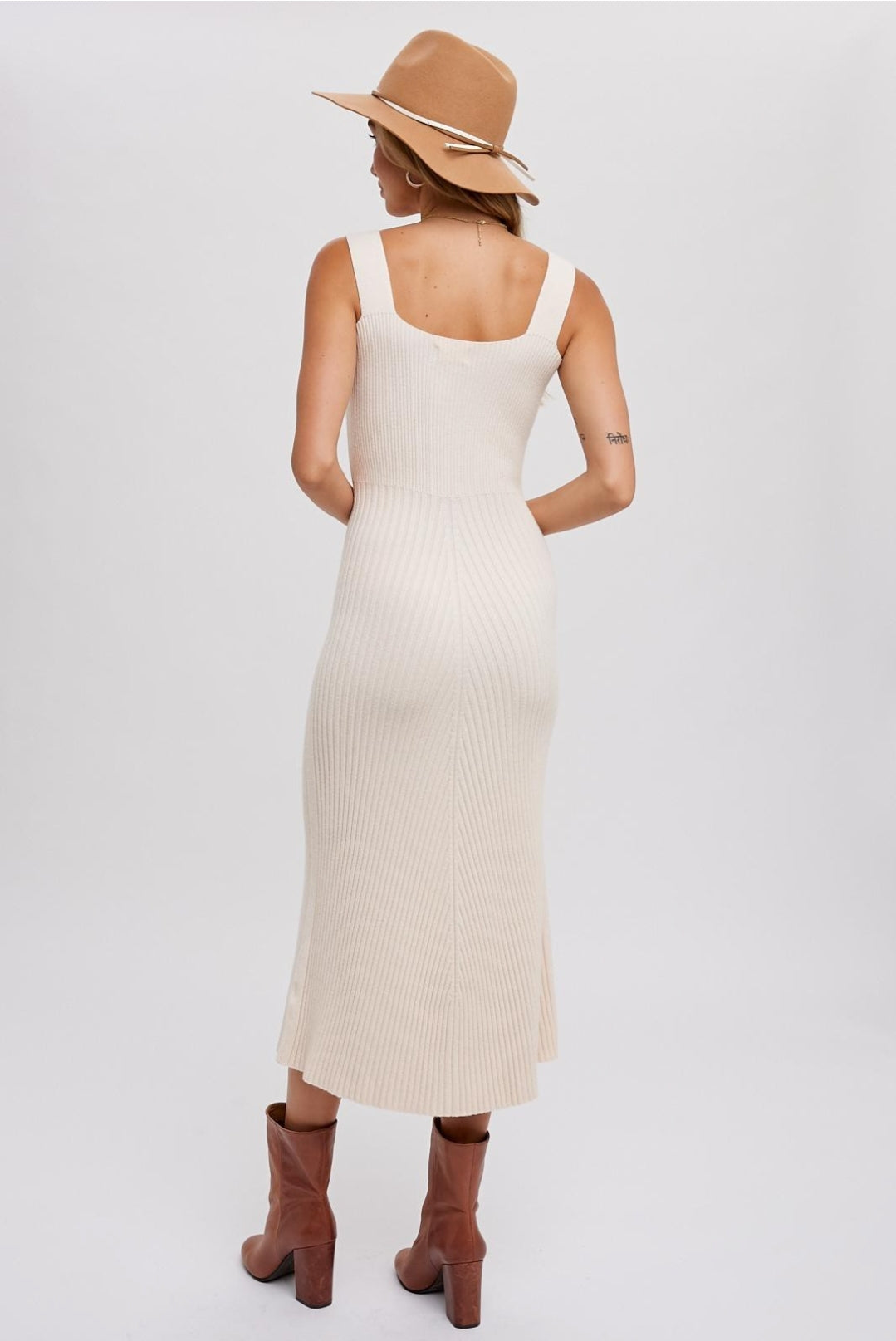 Square Neck Sweater Midi Dress