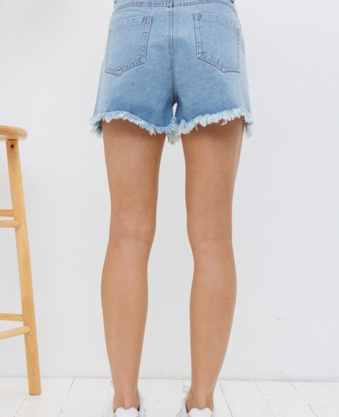 Distressed Rhinestone Denim Shorts