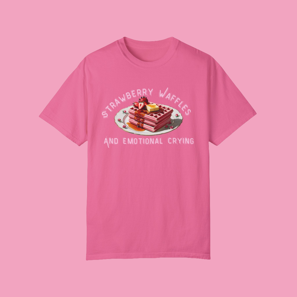 Cute Strawberry Waffles T-Shirt - 'Emotional Crying' Design for Food Lovers