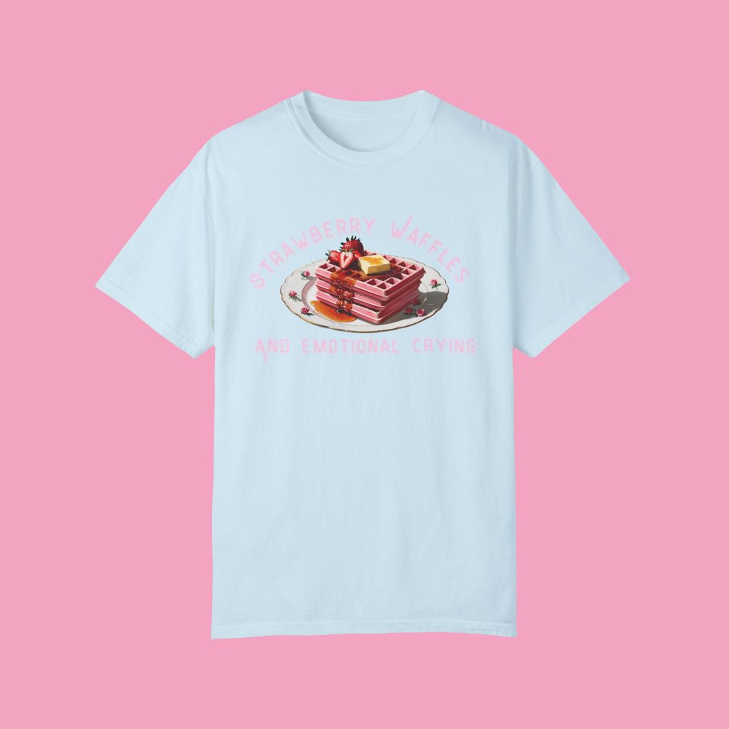 Cute Strawberry Waffles T-Shirt - 'Emotional Crying' Design for Food Lovers