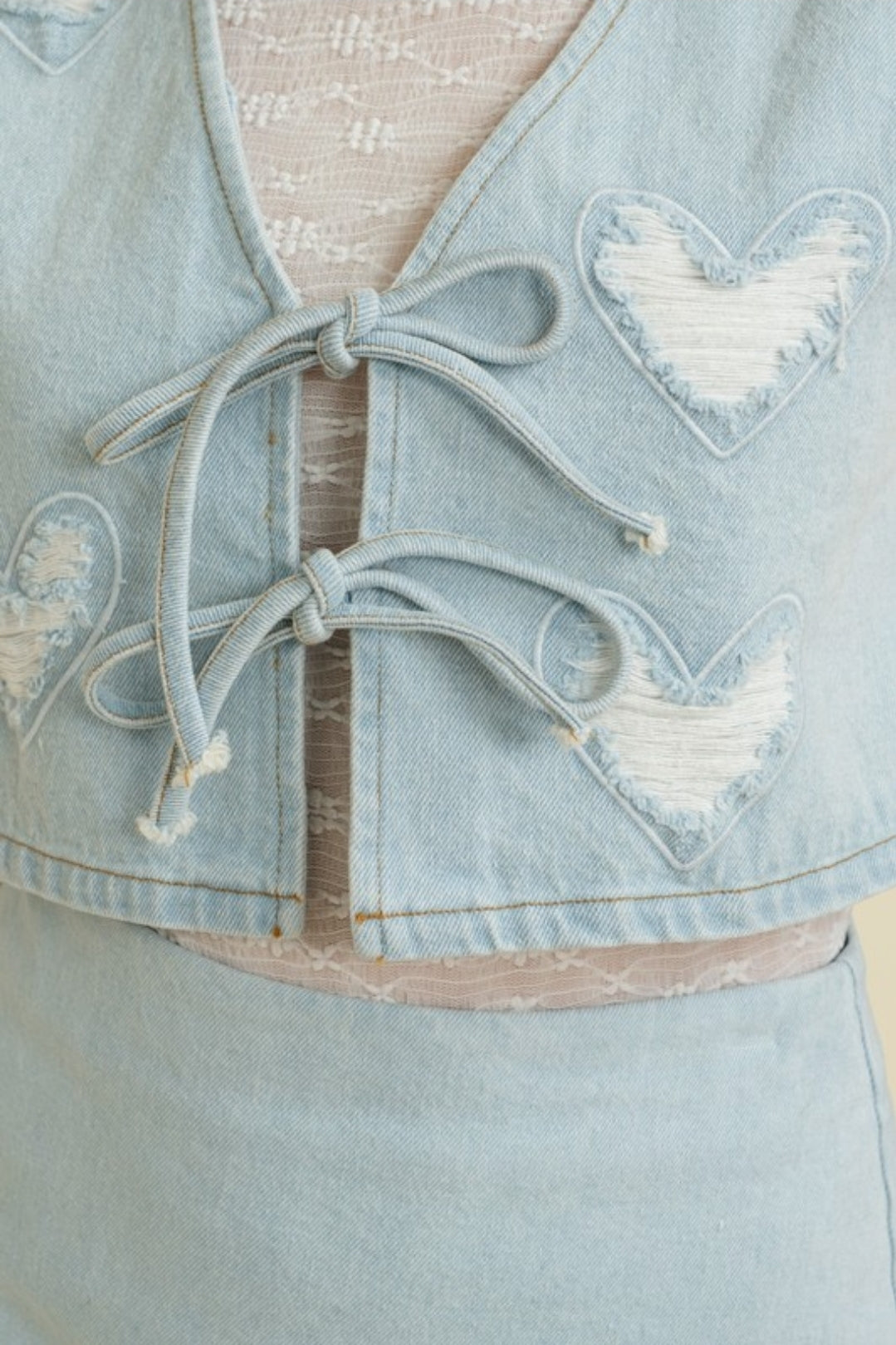 Women's Tie Front Denim Vest