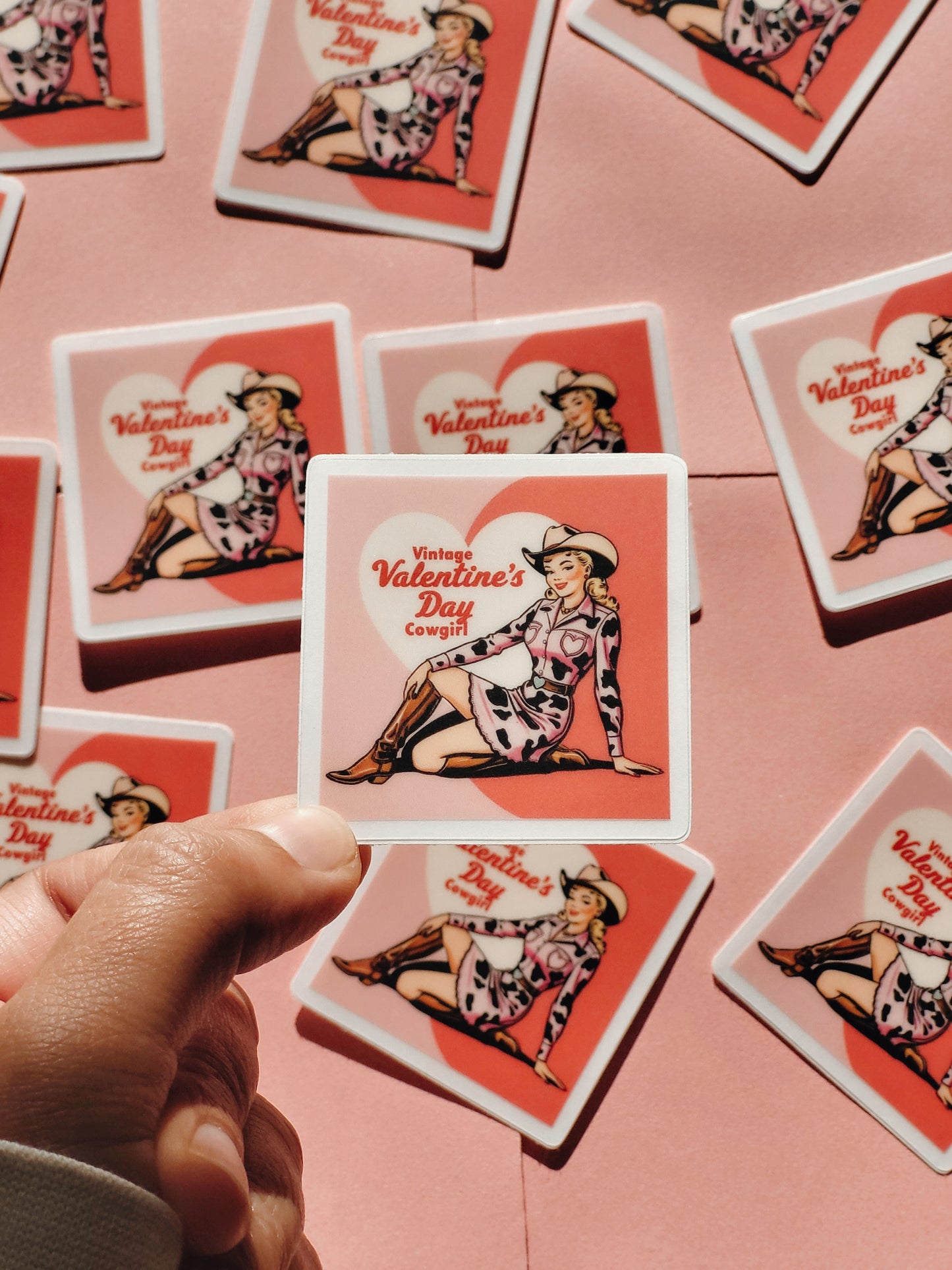 Vintage Valentine Cowgirl Vinyl Sticker