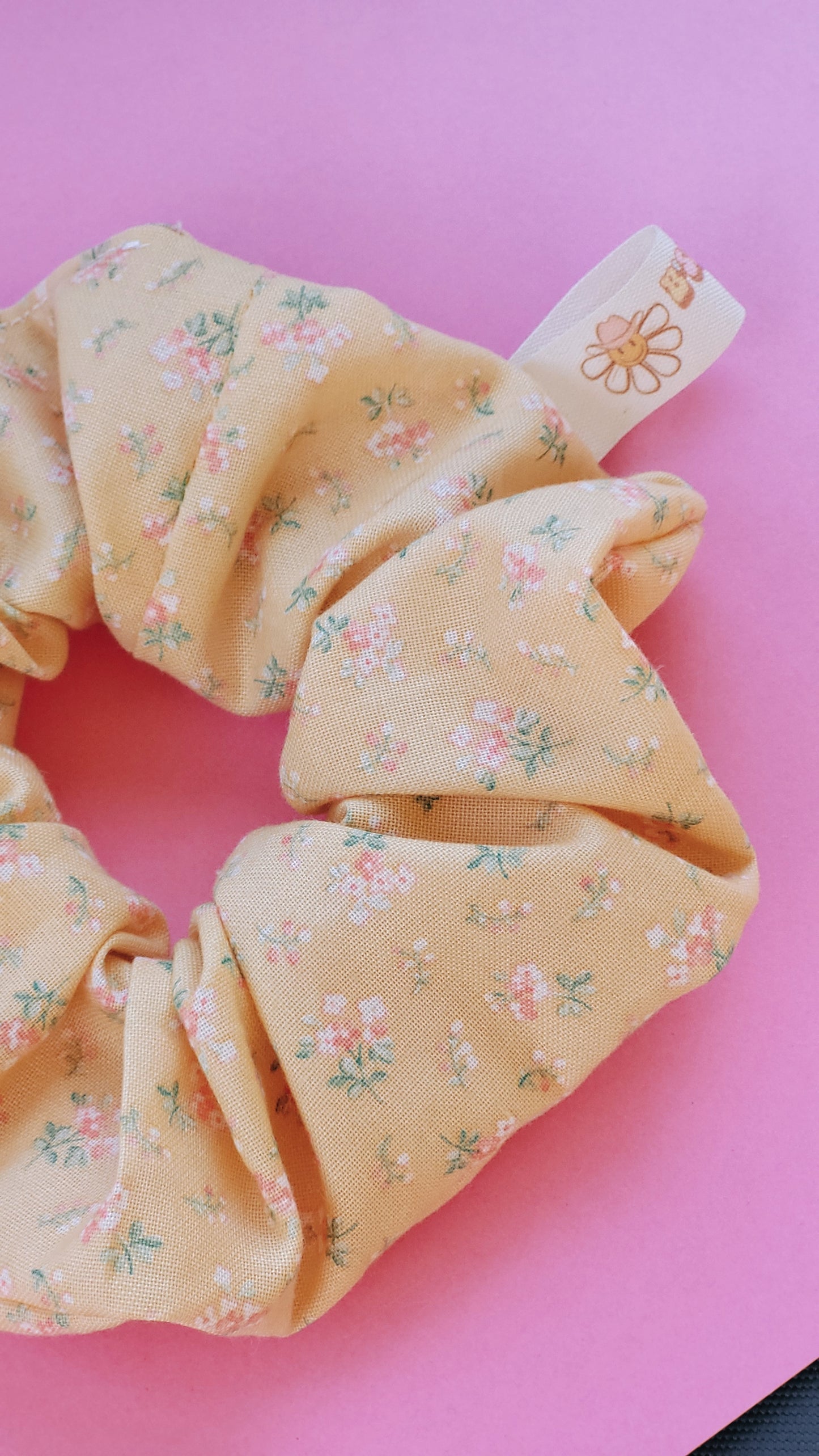 Yellow Floral Hair Scrunchie