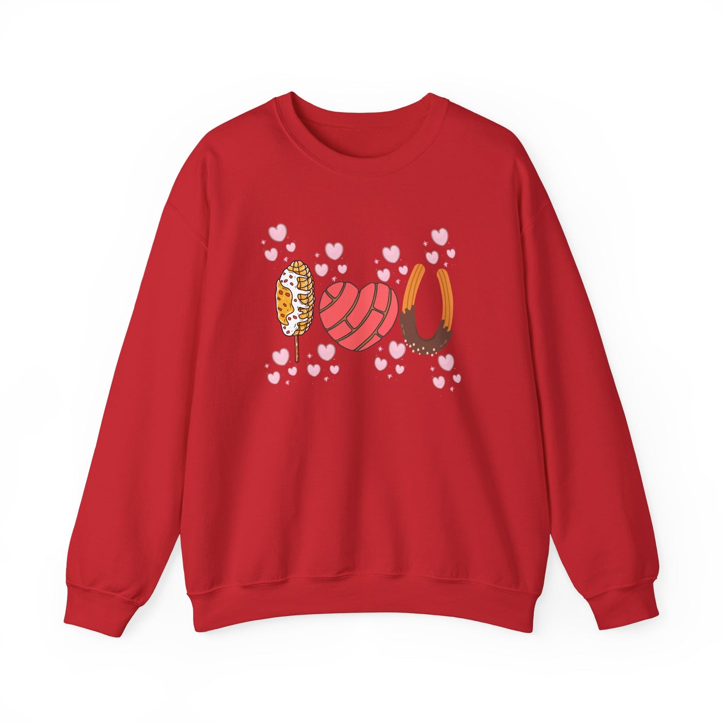 Cute Love-themed Pan Dulce Heavy Blend Crewneck Sweatshirt - Perfect for Valentine's Day!