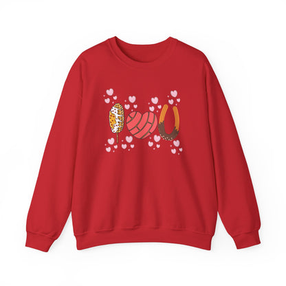 Cute Love-themed Pan Dulce Heavy Blend Crewneck Sweatshirt - Perfect for Valentine's Day!
