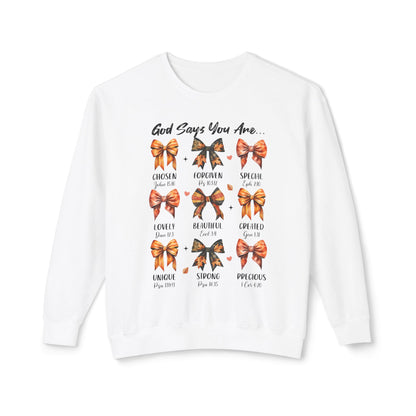 God Says I Am Fall Unisex Lightweight Crewneck Sweatshirt