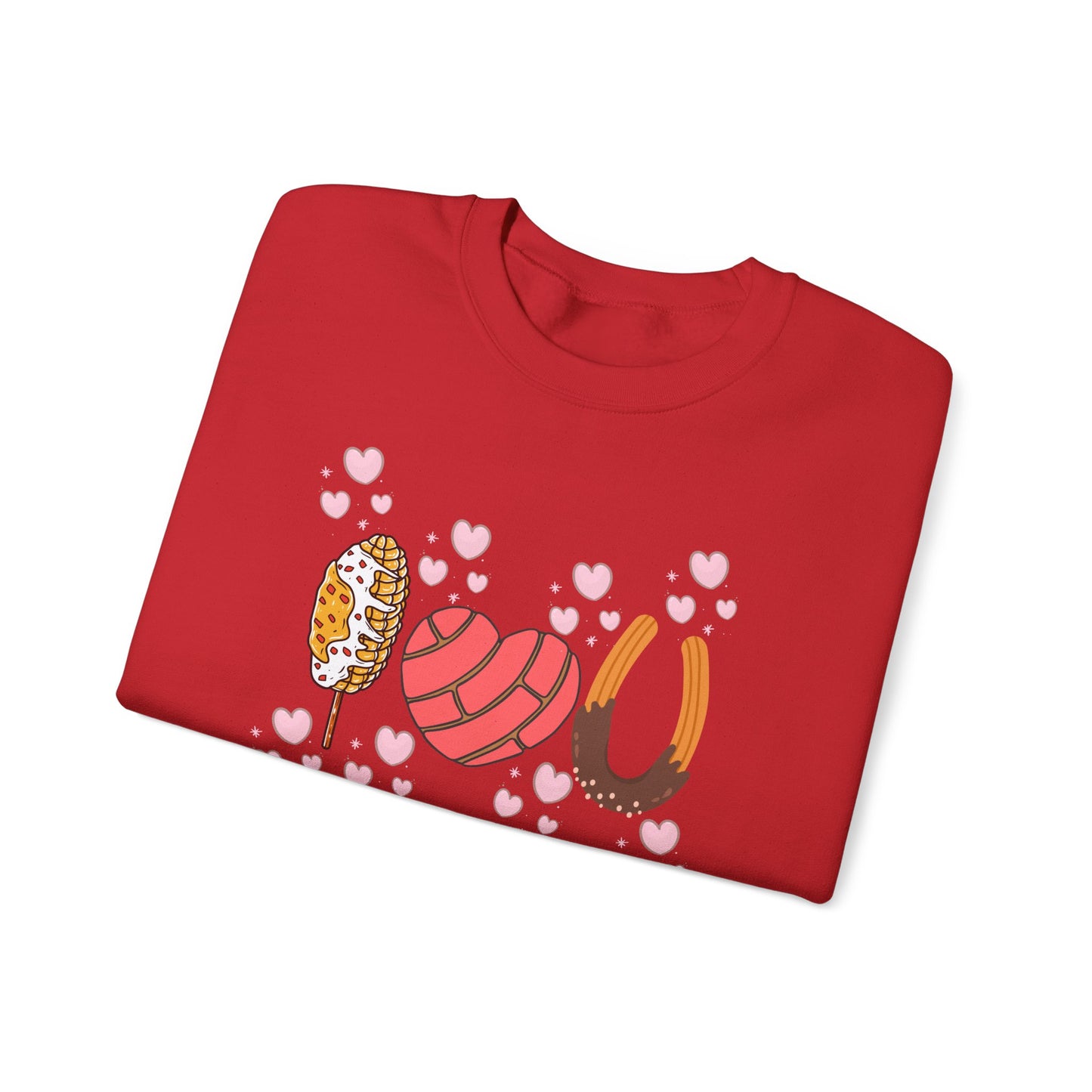 Cute Love-themed Pan Dulce Heavy Blend Crewneck Sweatshirt - Perfect for Valentine's Day!