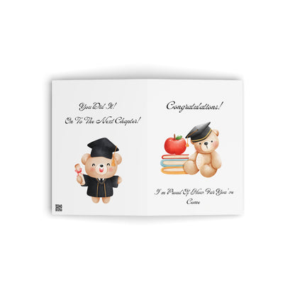 Graduation Greeting Cards Set - Celebratory Bear Designs for Grad Success