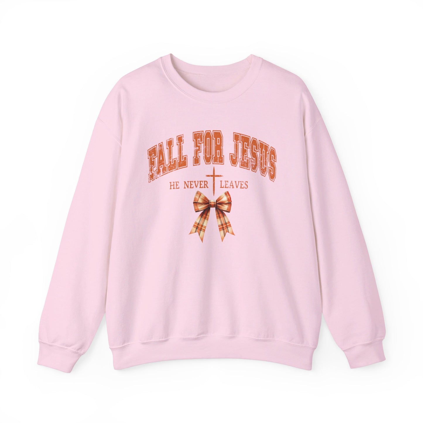 Fall For Jesus He Never Leaves Crewneck Sweatshirt
