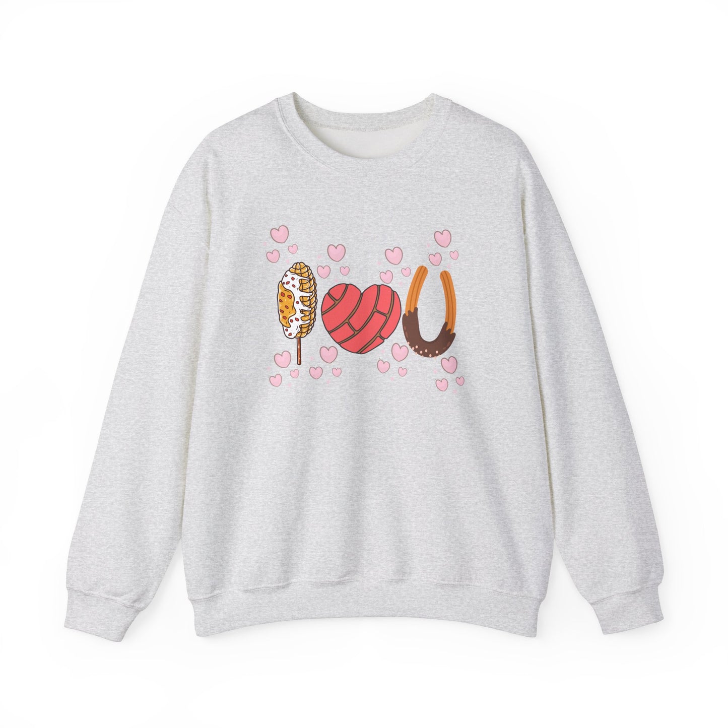 Cute Love-themed Pan Dulce Heavy Blend Crewneck Sweatshirt - Perfect for Valentine's Day!