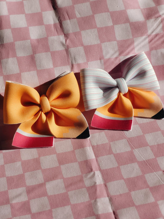 School Pencil Hair Bows Set of 2