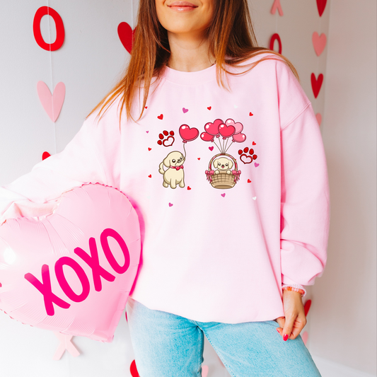Adorable Dog Love Crewneck Sweatshirt, Cute Pet Sweatshirt, Gift for Dog Lovers, Valentine's Day Sweater, Casual Cute Outfit, Animal Lover