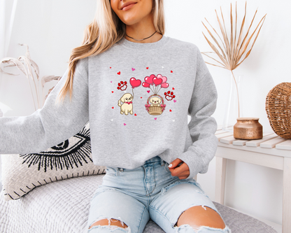 Adorable Dog Love Crewneck Sweatshirt, Cute Pet Sweatshirt, Gift for Dog Lovers, Valentine's Day Sweater, Casual Cute Outfit, Animal Lover