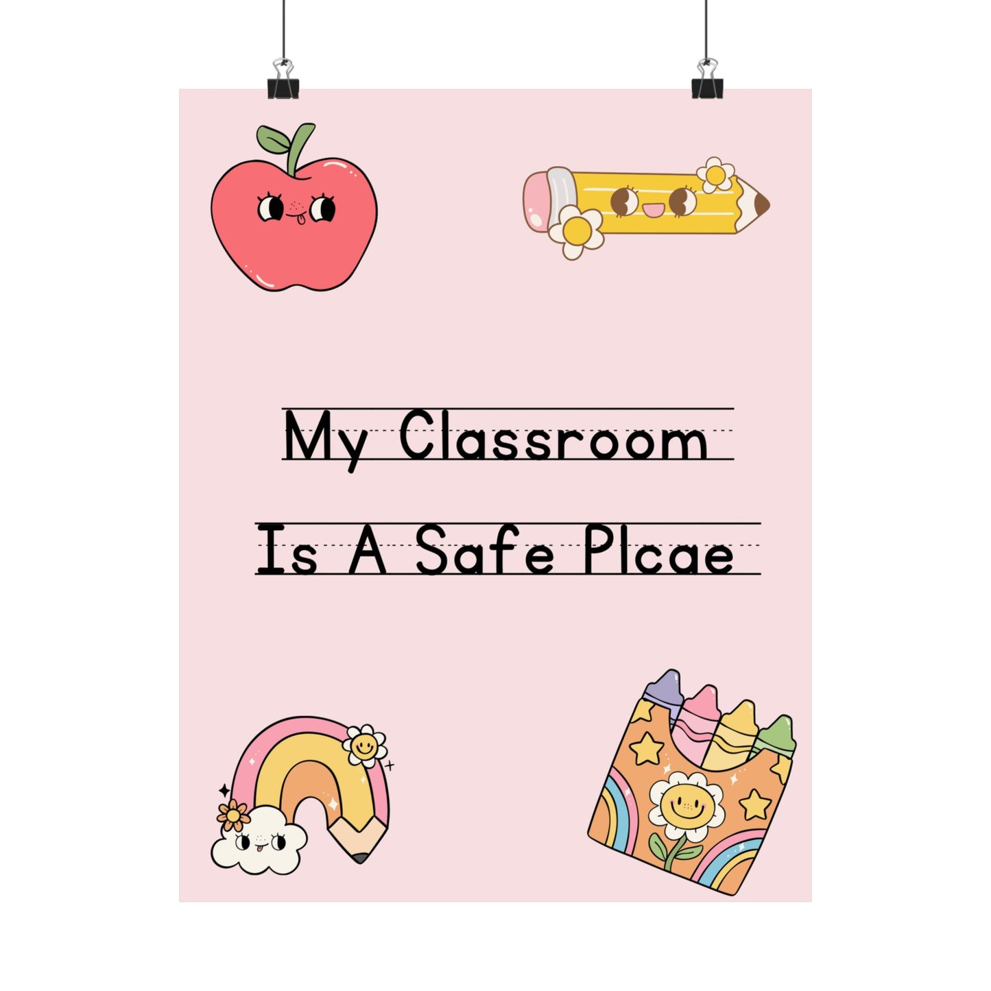 Cute Classroom Poster - "My Classroom Is A Safe Place" - Educational Decor