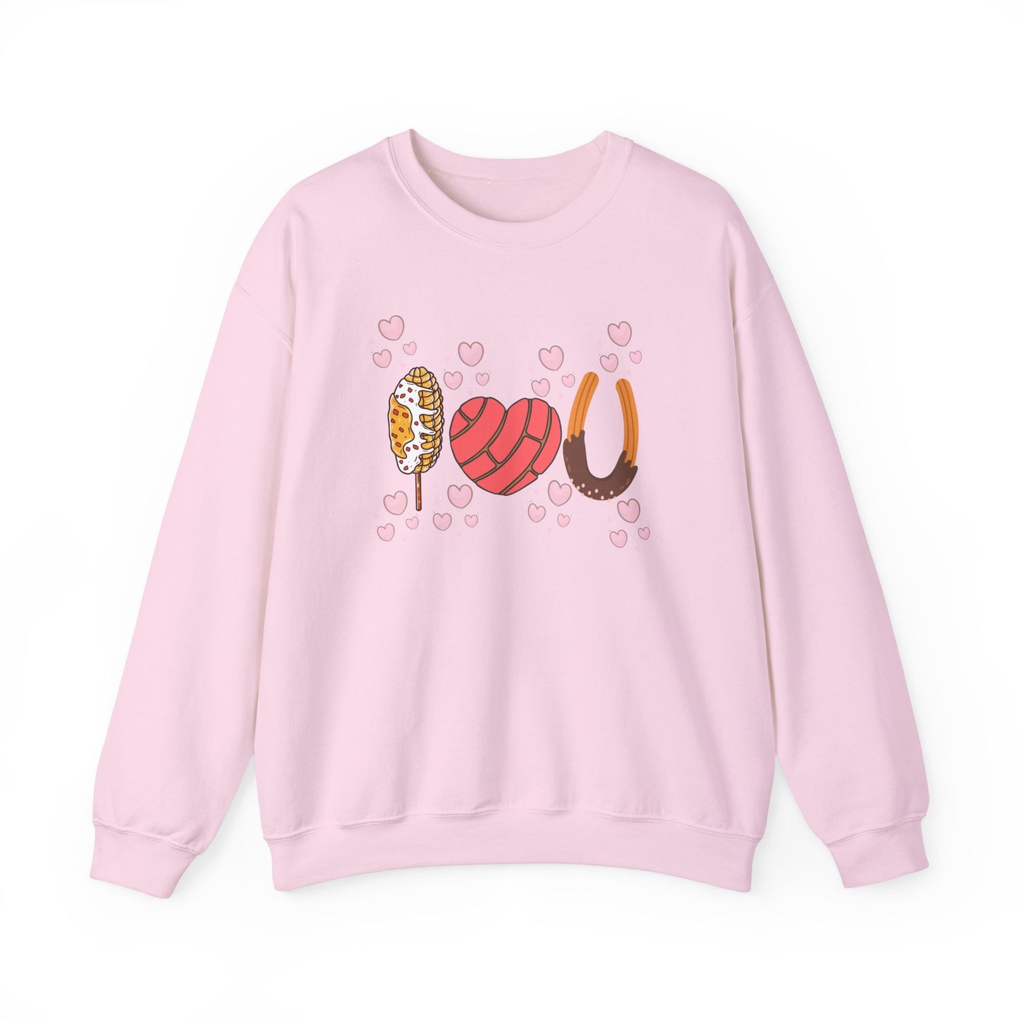 Cute Love-themed Pan Dulce Heavy Blend Crewneck Sweatshirt - Perfect for Valentine's Day!
