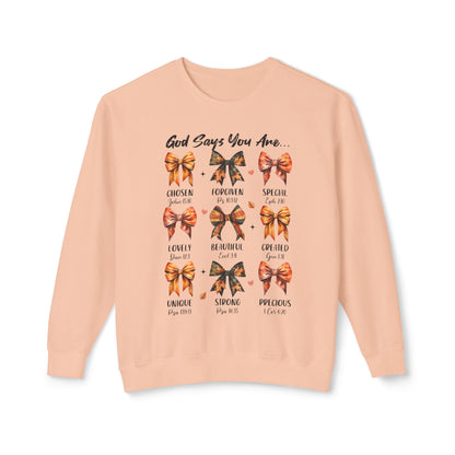 God Says I Am Fall Unisex Lightweight Crewneck Sweatshirt