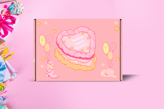 Pink Western Retro Birthday Gift Box