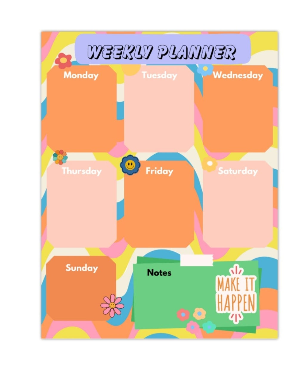 Weekly Notepad, Weekly Planner Notepad, Retro Weekly Planner Notepad, Pretty Weekly Planner Notepad