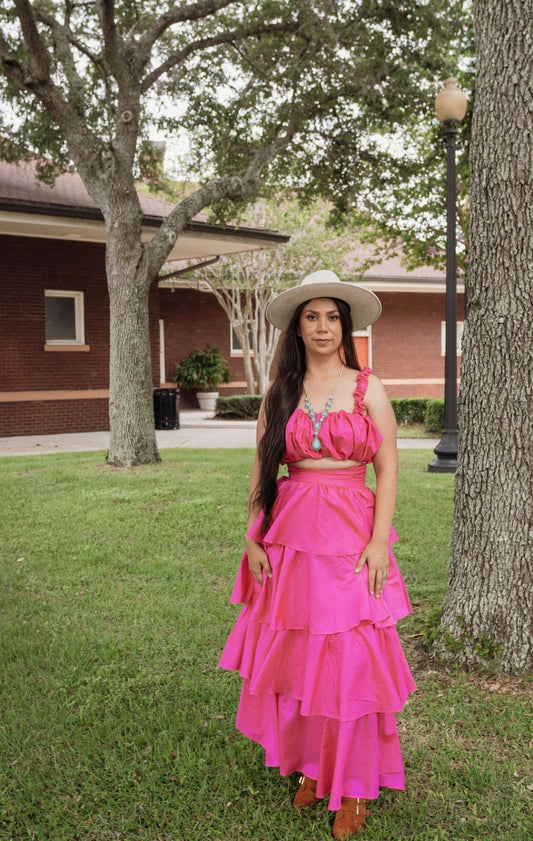 Tiered Fuchsia Ruffle Set