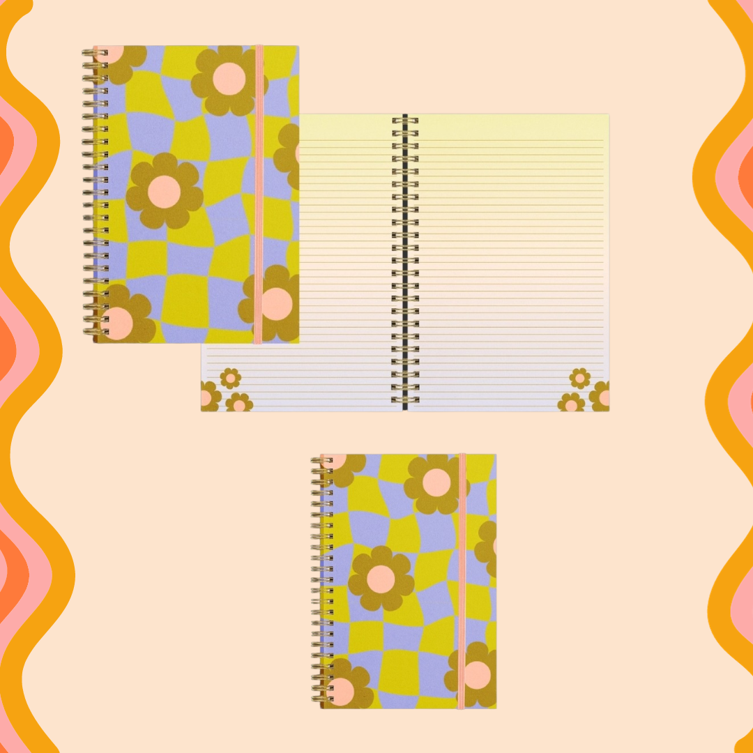 Funky Daisy Lined Spiral Notebook