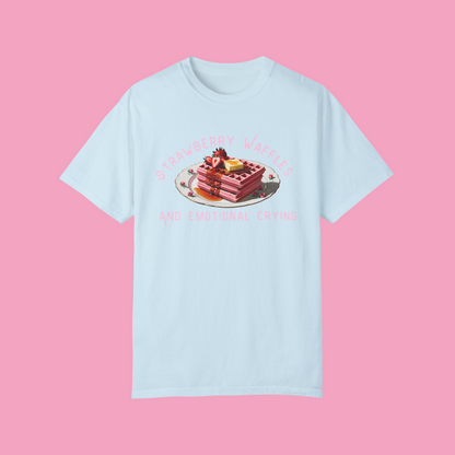 Cute Strawberry Waffles T-Shirt - 'Emotional Crying' Design for Food Lovers