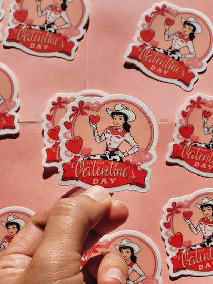 Valentine's Day Cowgirl Vinyl Sticker