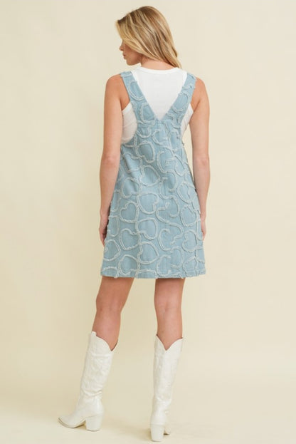 Denim Heart Pattern Overalls