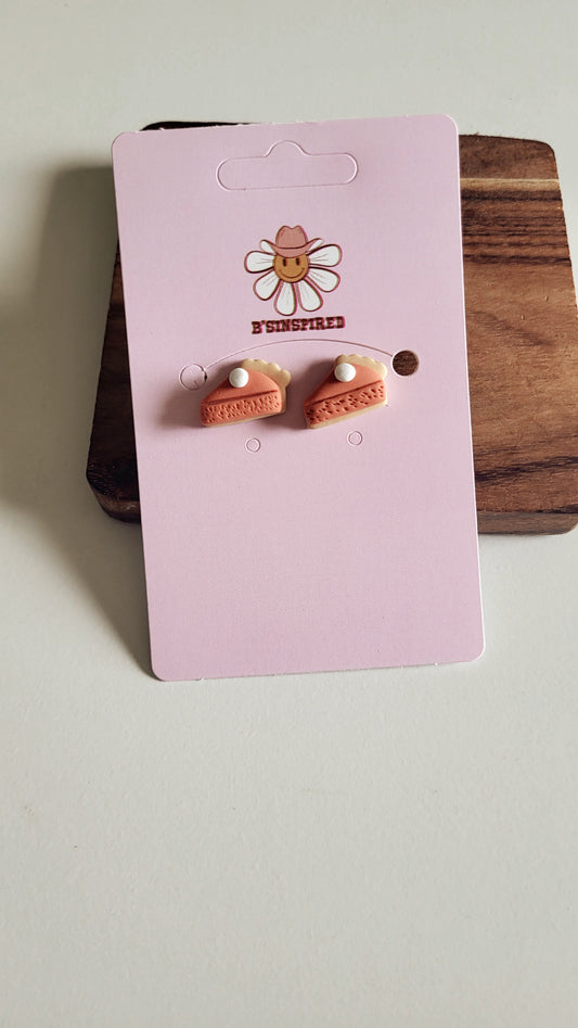 Pumpkin Pie Slice Stud Earrings