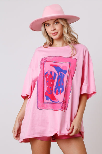 Cowgirl Boot Card Print TEE