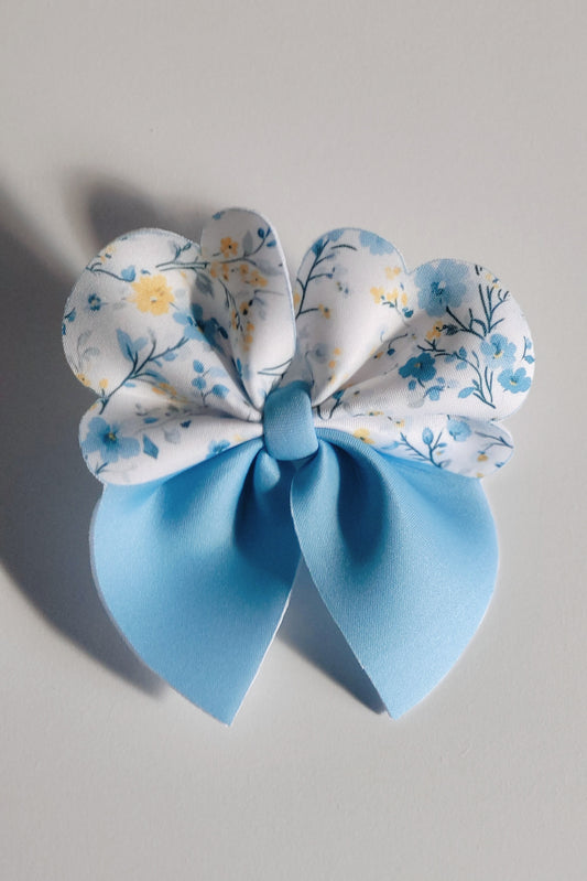 Pastel Blue Floral Bow