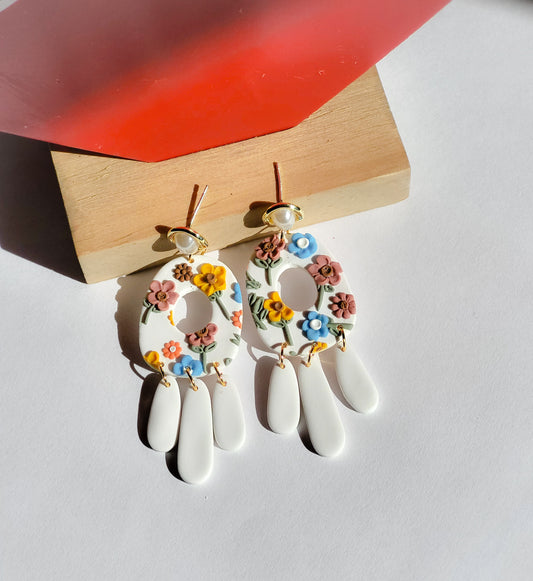 Wildflower Dangle Earrings, Women's Floral Dangle Earrings, Polymer Clay Women's Earrings