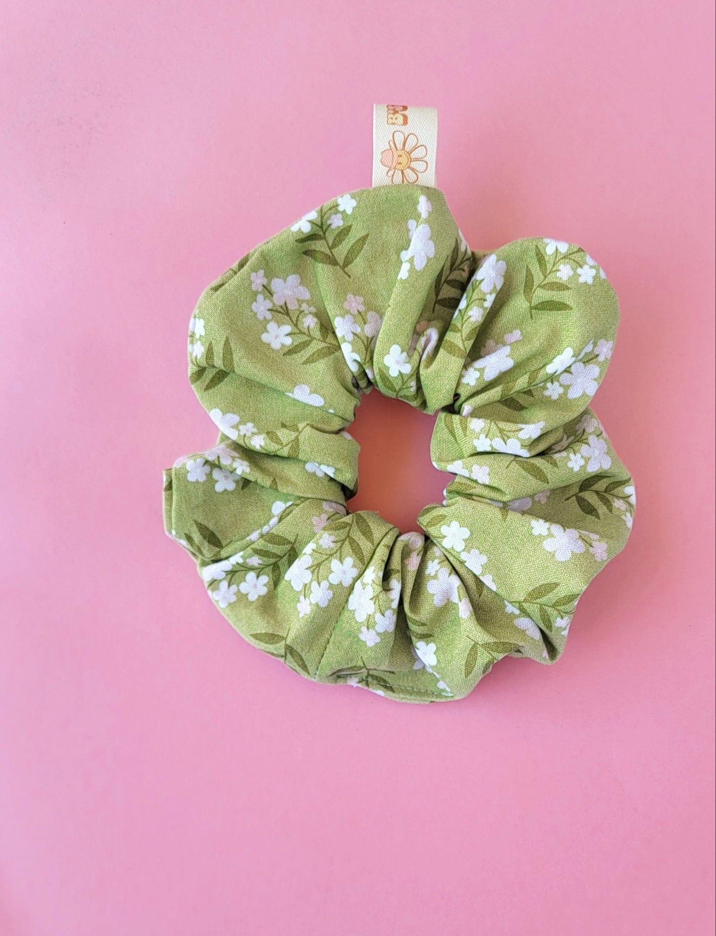 Green Wildflower Hair Scrunchie