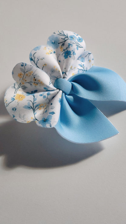 Pastel Blue Floral Bow