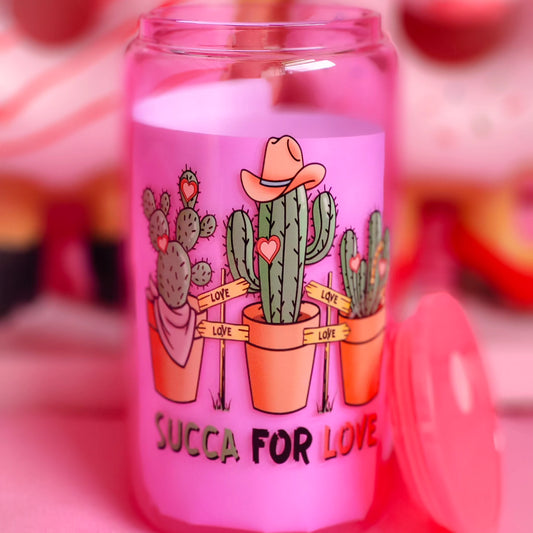 Cactus Love Valentine Libbey Glass Can Valentine Glass Cup