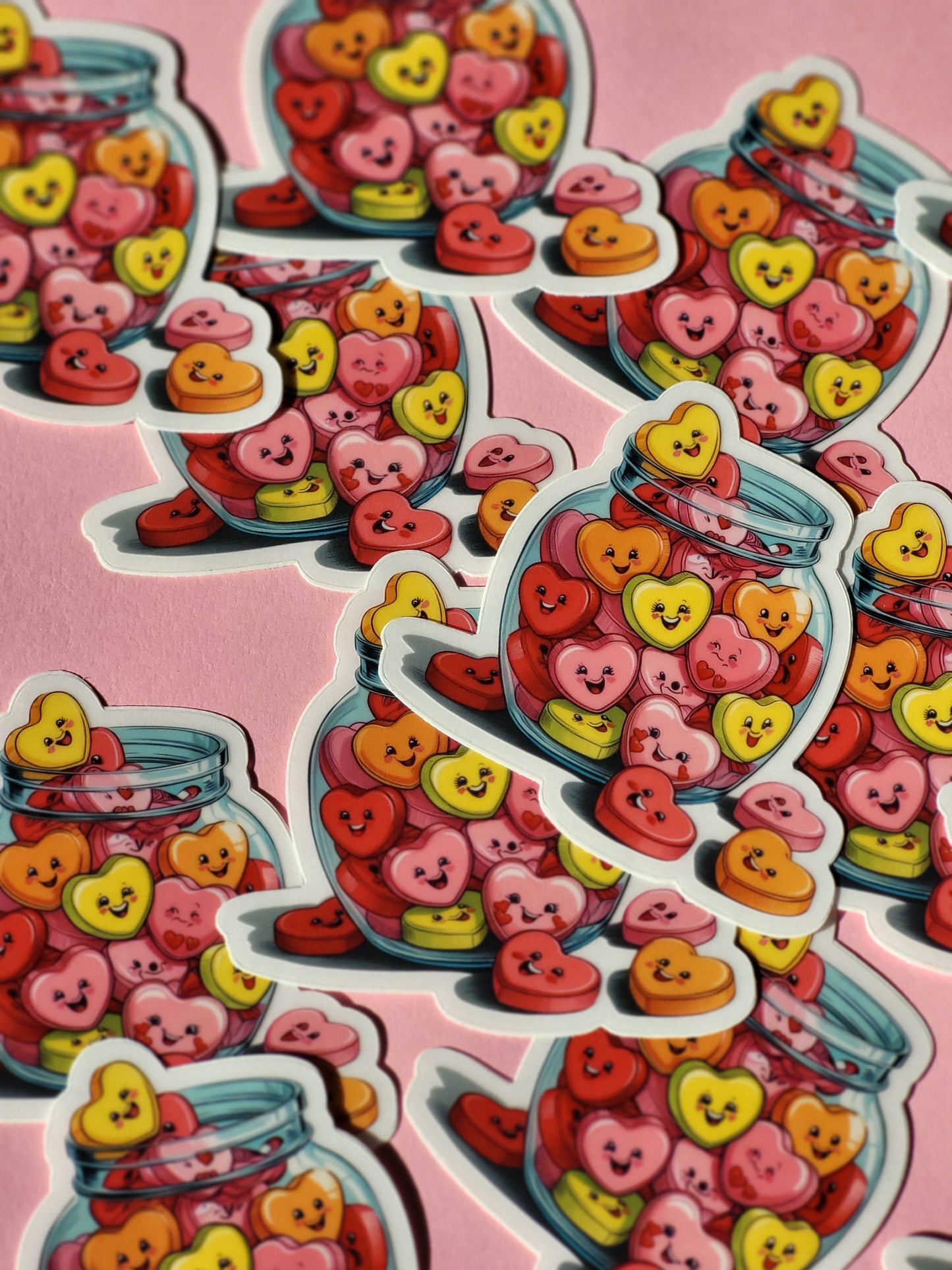 Jar Filled With Hearts Vinyl Sticker