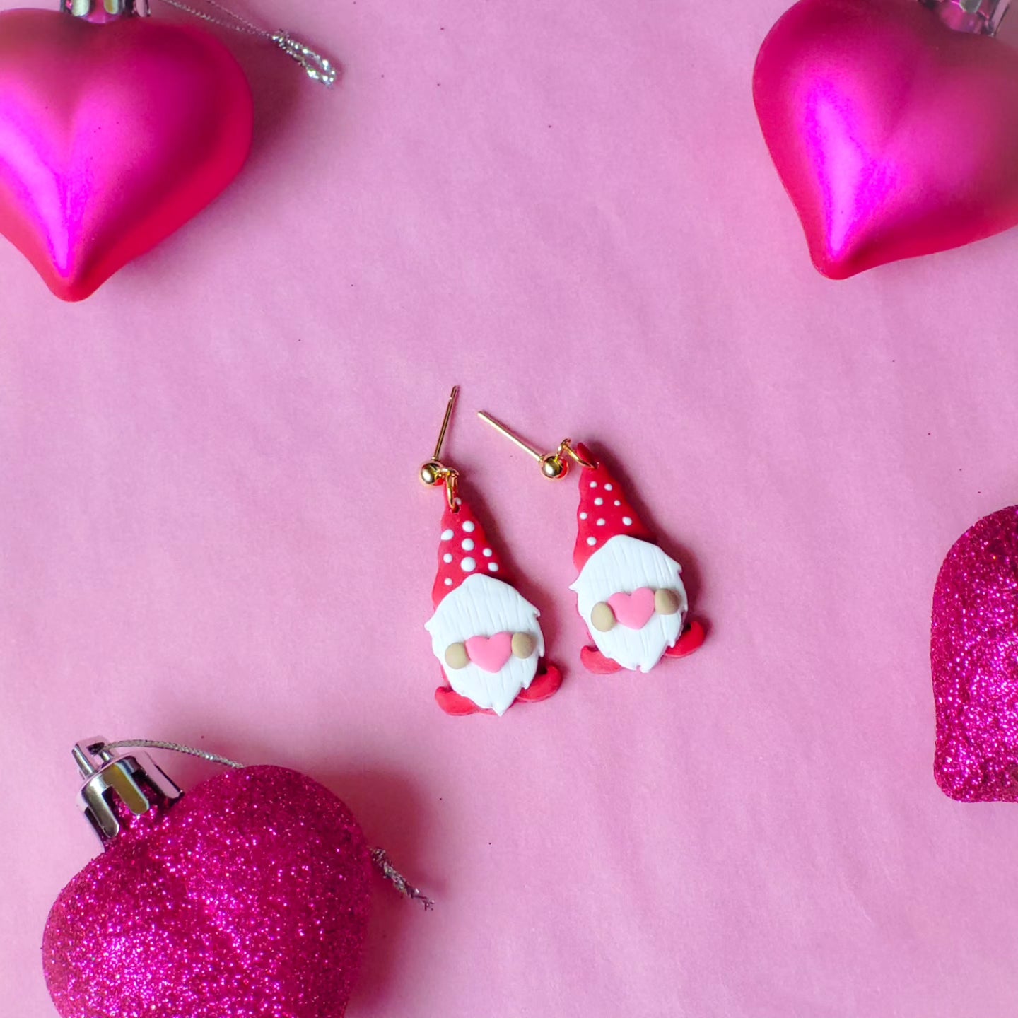 Polymer Clay Valentine Earrings, Valentine Clay Earrings, Valentine Day Earrings, Handmade Earring Dangle