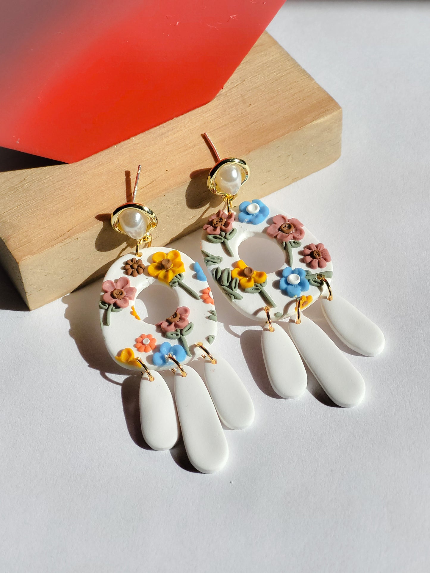 Wildflower Dangle Earrings, Women's Floral Dangle Earrings, Polymer Clay Women's Earrings