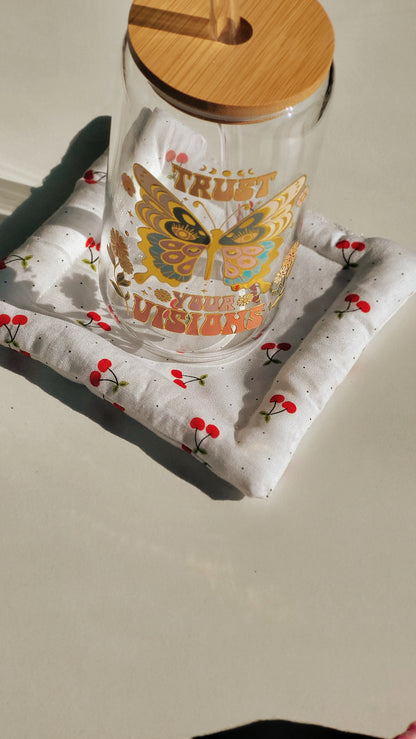 Cherry Pattern Cloud Coaster