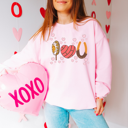 Cute Love-themed Pan Dulce Heavy Blend Crewneck Sweatshirt - Perfect for Valentine's Day!
