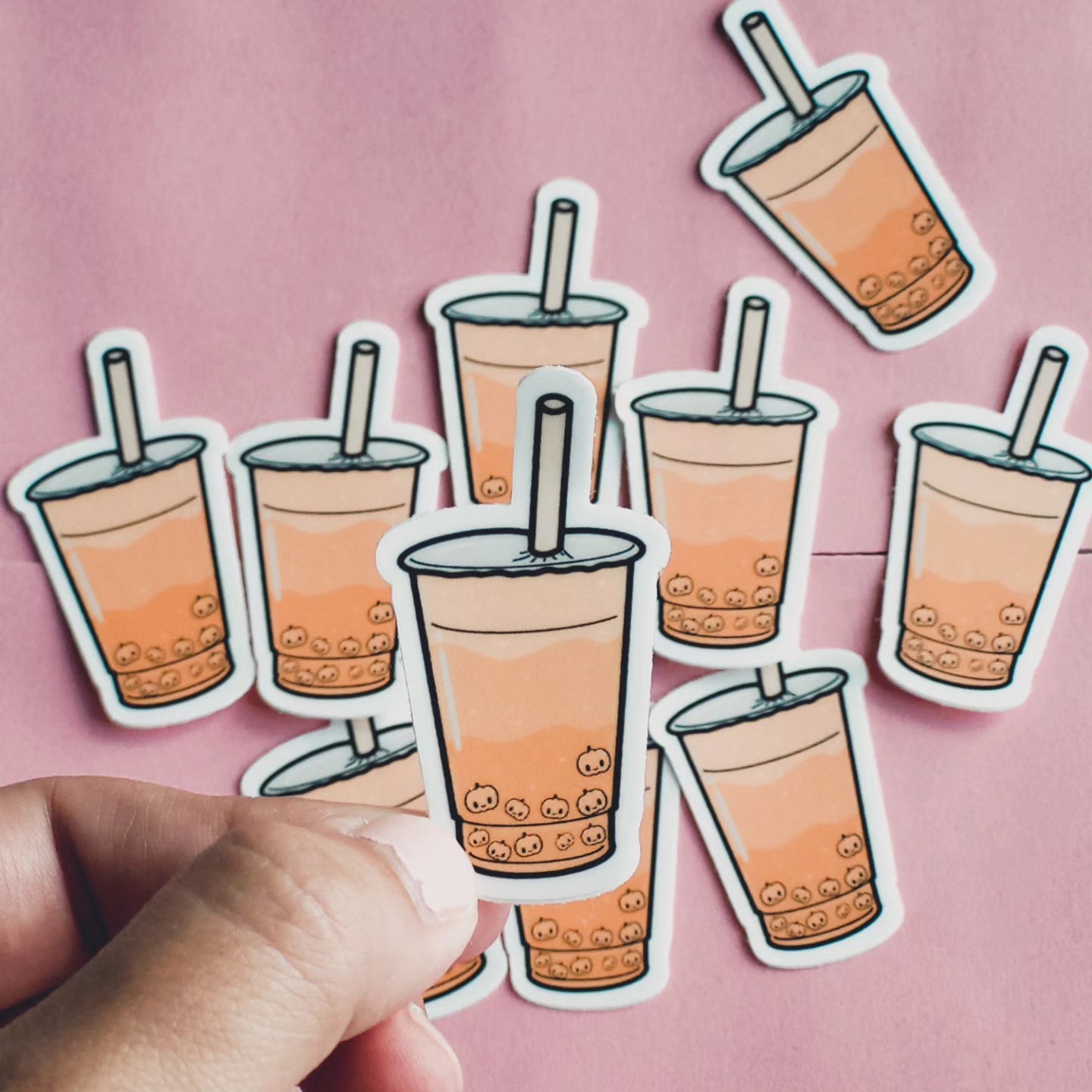 Pumpkin Boba Tea Sticker