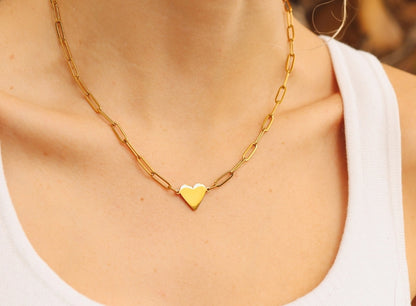Custom Engraving Heart Paperclip Necklace