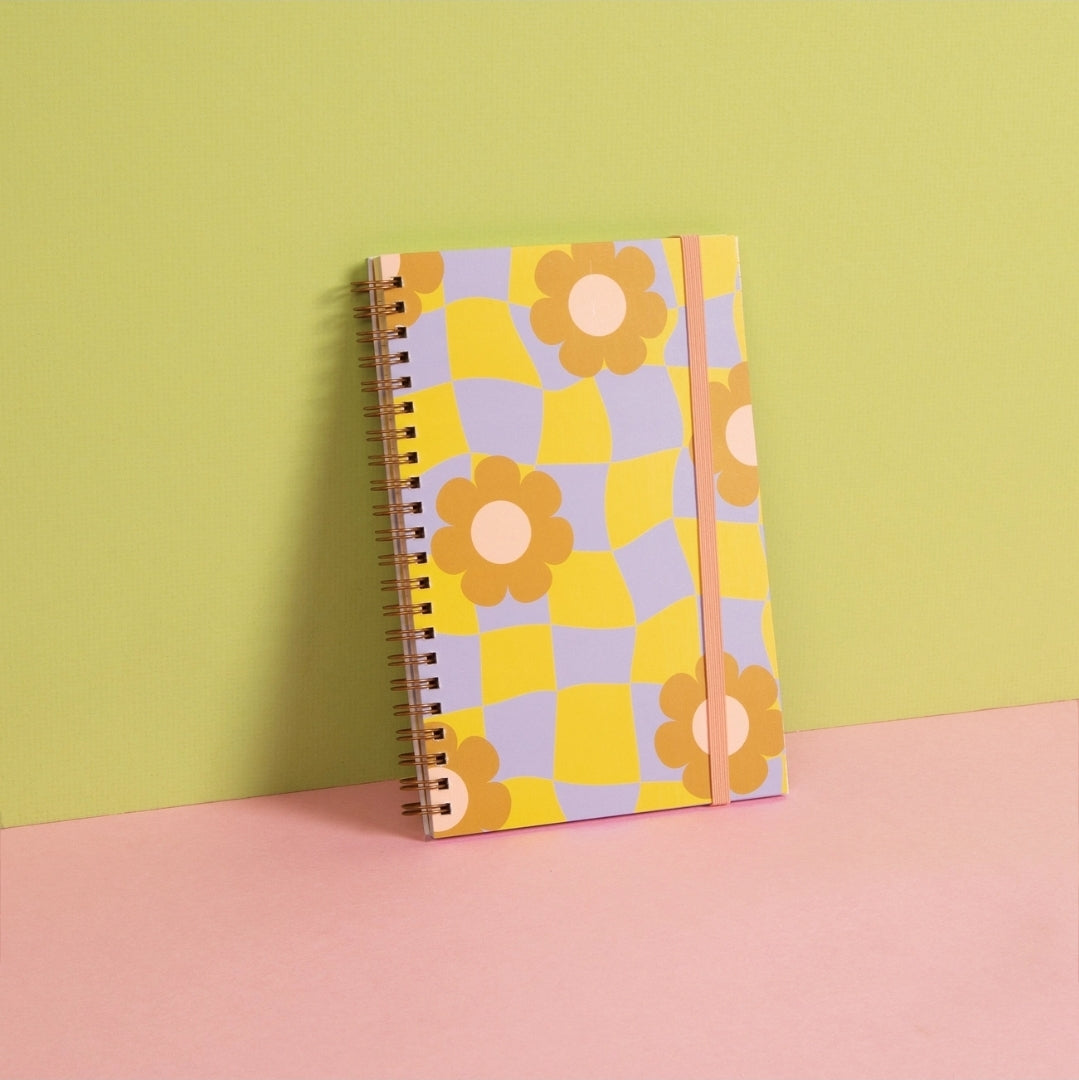 Funky Daisy Lined Spiral Notebook