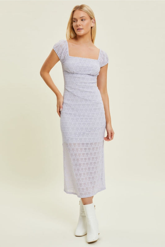 Midi Dress Stretch Lace Back