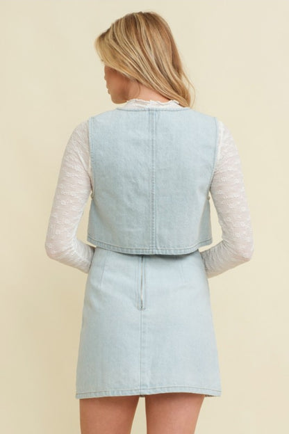 Women's Tie Front Denim Vest