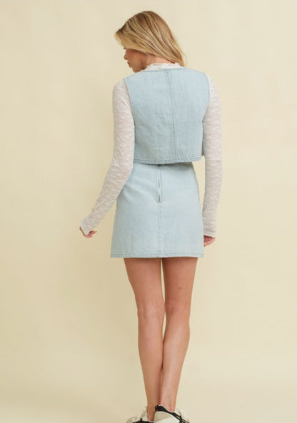 Women's Tie Front Denim Vest
